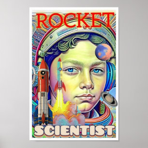 PÓSTER NIÑO CIENTÍFICO DE COHETES
