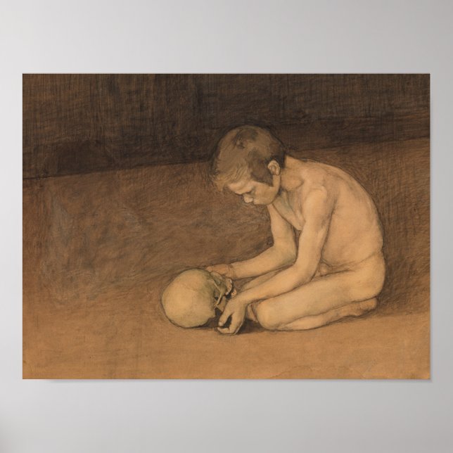 Póster Niño con cráneo (por Magnus Enckell) (Frente)