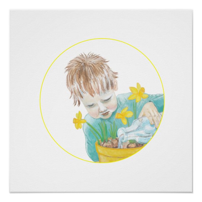 Póster Niño Con Daffodils (Anverso)