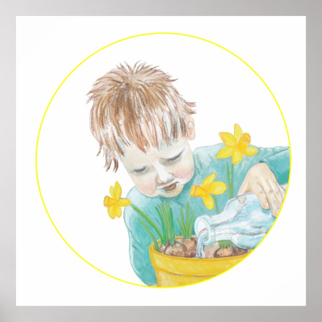 Póster Niño Con Daffodils (Frente)