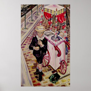 Póster Niño con helado