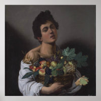 Niño con una cesta de fruta