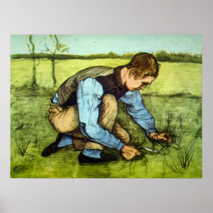 Póster Niño cortando hierba con hoz de Vincent van Gogh