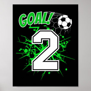 Póster Niño de 2 años Cumpleaños de fútbol Tema 2do Ll