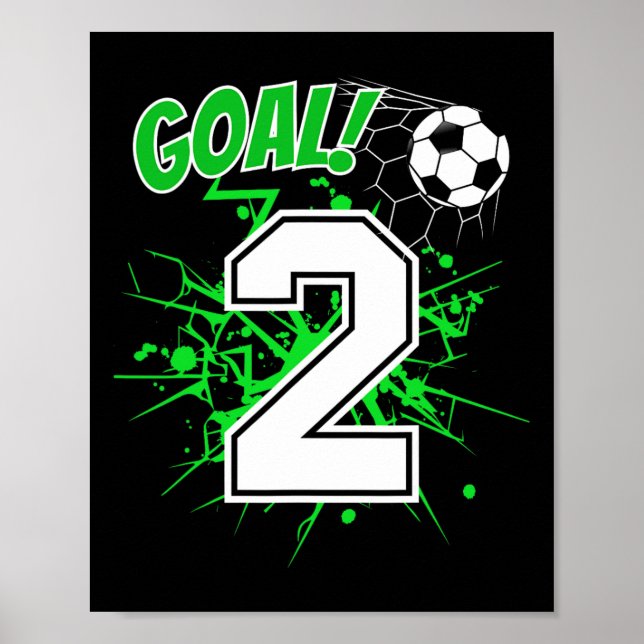 Póster Niño de 2 años Cumpleaños de fútbol Tema 2do Ll (Frente)