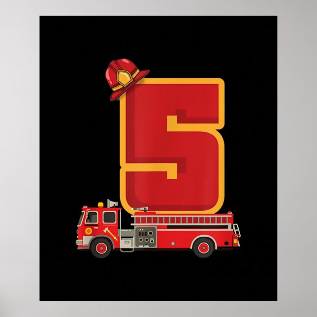 Póster Niño de 5 años de edad regalo de bombero (Frente)