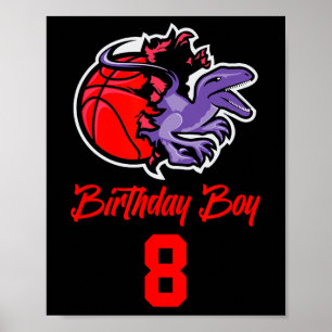 Póster Niño De 8 Años De Nacimiento Para Baloncesto Y Din