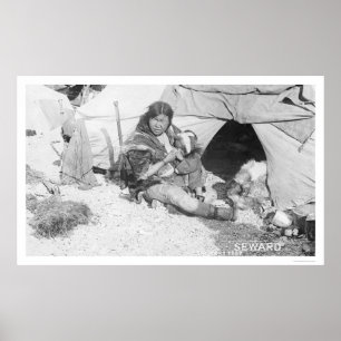 Póster Niño de alimentación Alaska 1907 de la madre