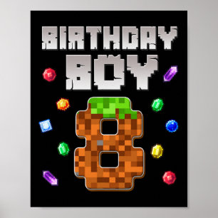 Póster Niño de cumpleaños 8 años Jugador Pi de 8 años