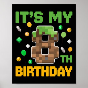 Póster Niño de cumpleaños es mi miembro de 8 años