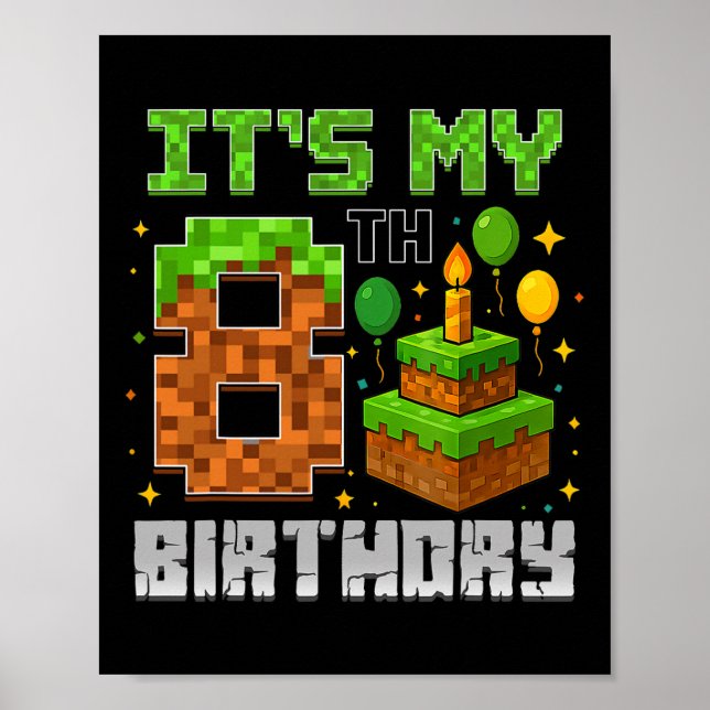 Póster Niño de cumpleaños es mi niño de octavo cumpleaños (Frente)