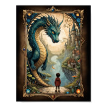 Niño de fantasía y dragón