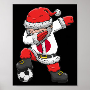 Póster Niño de fútbol Santa haciendo Dabbing Navidad Japó