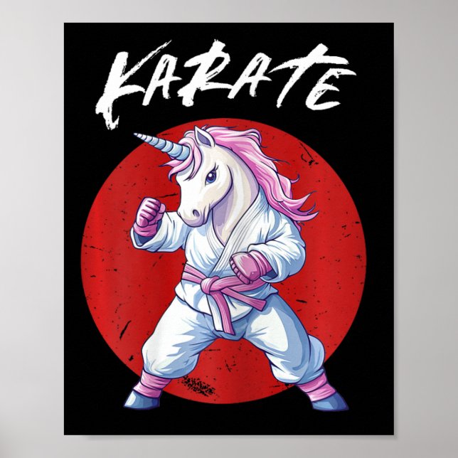 Póster Niño de karate, luchadora de unicornio (Frente)