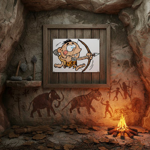 Póster Niño de la cueva con arco y flecha