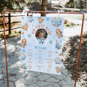 Póster Niño de la galleta primera foto de cumpleaños Hito