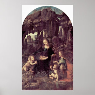 Póster Niño de Maria, de Cristo y ángel de Leonardo da