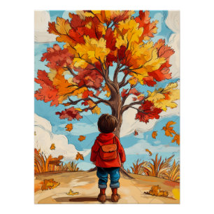 Póster Niño de otoño