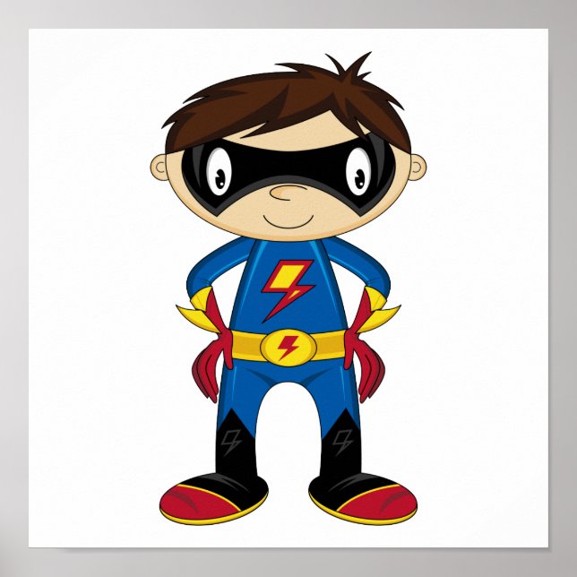 Póster Niño de superhéroe lindo (Frente)