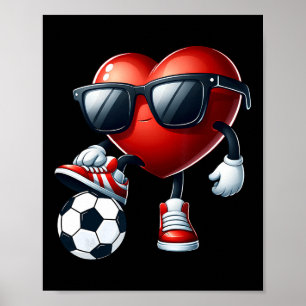 Póster Niño Día de San Valentín de fútbol de divertida re