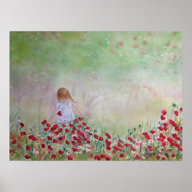 Póster Niño En el campo de las flores (Frente)