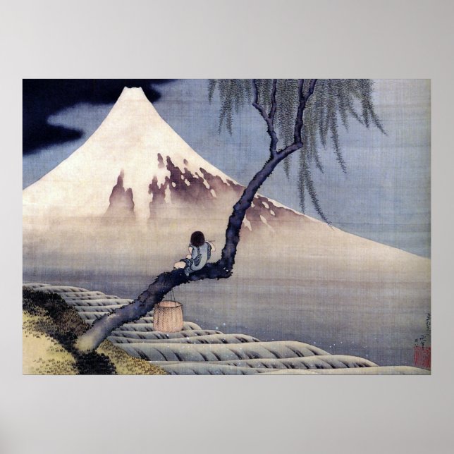 Póster Niño en el Monte Fuji, Hokusai (Frente)