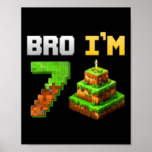 Póster Niño es mi juego de cumpleaños 7 años Pixel