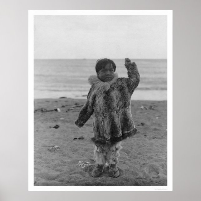 Póster Niño Eskimo En La Playa De Alaska 1906 (Frente)