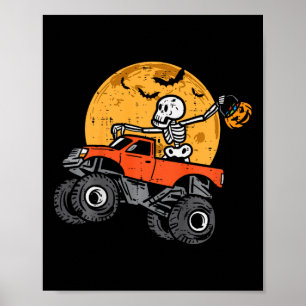 Póster Niño esqueleto monstruo moto luna niño niño niño n