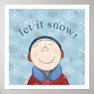 Póster Niño feliz en la imagen del Poster de nieve