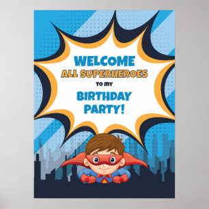 Póster Niño Fiesta superhéroe de cumpleaños - Poster de R