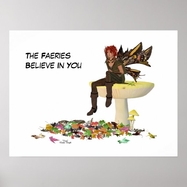 Póster Niño Irlandés Fairy En El Poster De Setas (Frente)