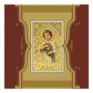 Póster Niño Jesús de Cristo del vintage con las espinas