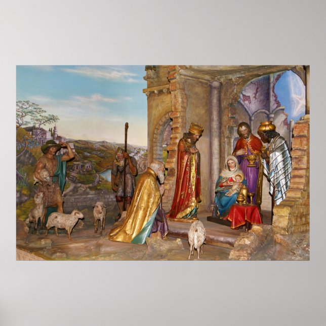 Póster Niño Jesús de Nazaret en el pesebre Belén (Frente)