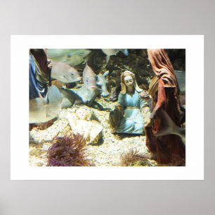 Póster Niño Jesús en una natividad submarina