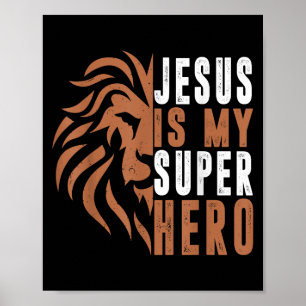 Póster Niño Jesús es mi superhéroe Dios Cristiano Hijo Br