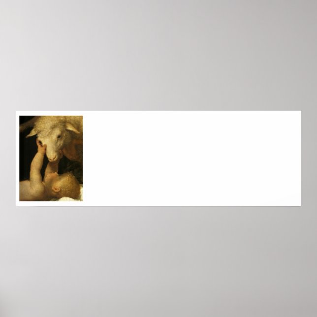 Póster Niño Jesús toca cordero (Frente)