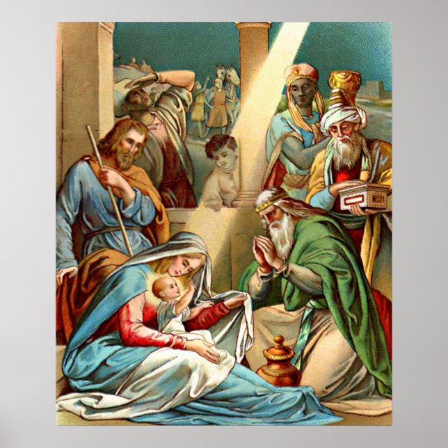 Póster Niño Jesús y los sabios rezando (Frente)