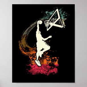 Póster Niño jugador de baloncesto VINTAGE Dunk