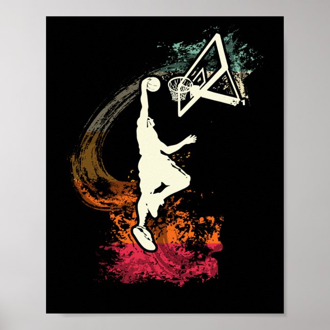 Póster Niño jugador de baloncesto VINTAGE Dunk (Frente)