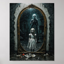 Póster Niño maldito en un espejo demoníaco