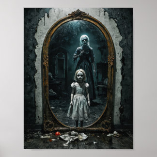 Póster Niño maldito en un espejo demoníaco
