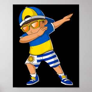 Póster Niño medio ucraniano uruguayo bandera de Ucrania U