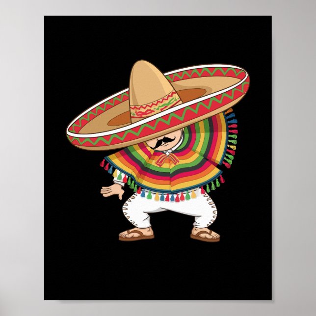 Póster Niño mexicano Dabbing Poncho Cinco de Mayo (Frente)