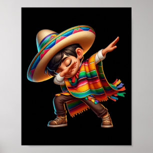 Póster Niño mexicano Dabbing Poncho Cinco De Mayo 2