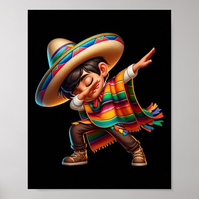 Póster Niño mexicano Dabbing Poncho Cinco De Mayo 2 (Frente)