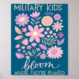 Póster Niño militar diente de león florece donde se plant