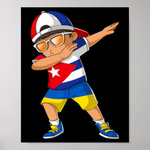 Póster Niño mitad cubano mitad ucraniano bandera de Cuba