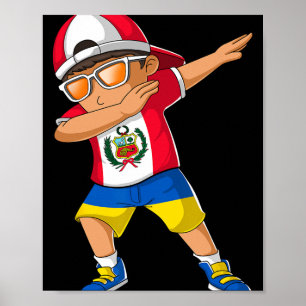 Póster Niño mitad peruano mitad ucraniano bandera de Perú