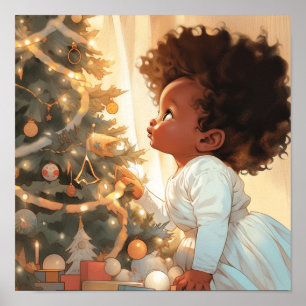 Póster Niño negro mesmerizado - Purpurina de árbol
